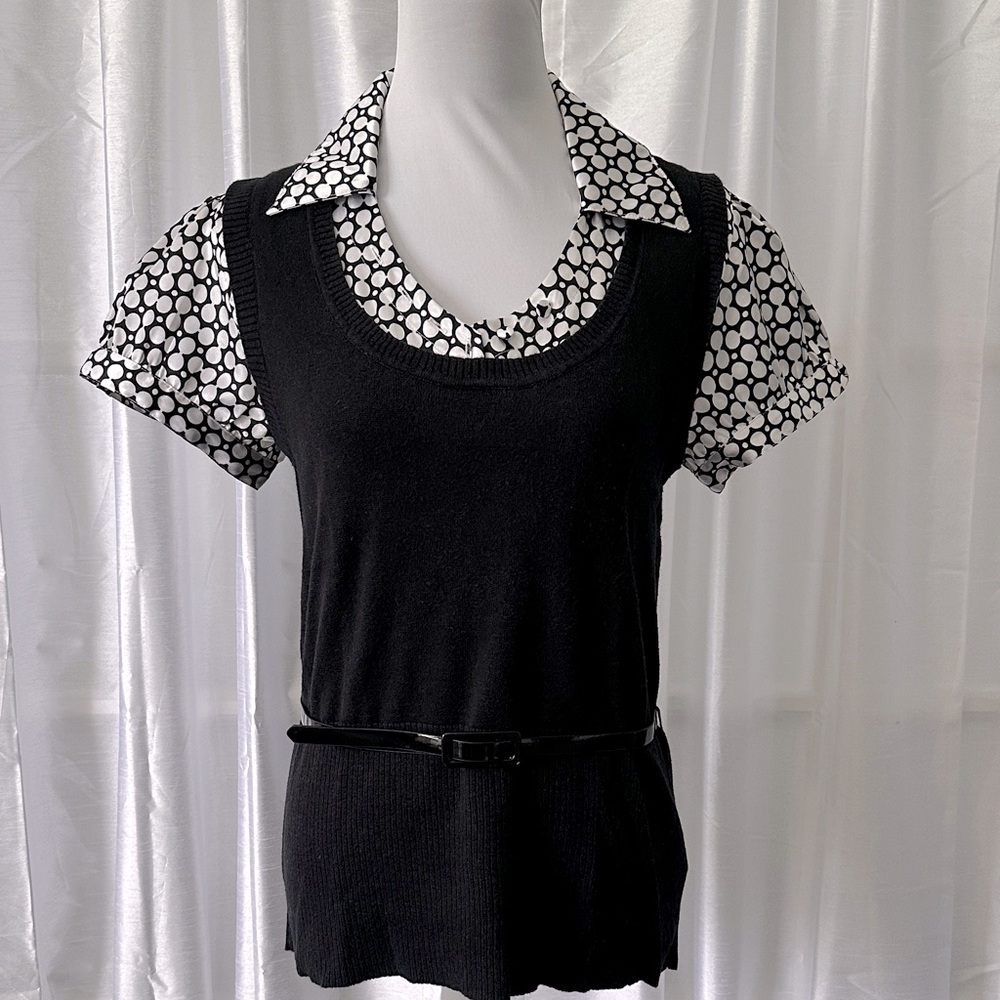 AGB Polka Dot Belted Shirt/Vest Sz L